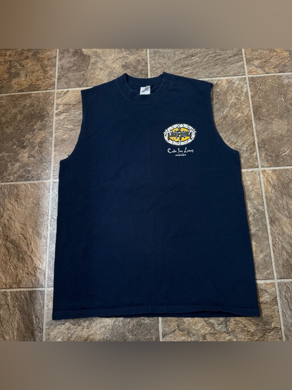 Vintage Yazbek Blue Cabo San Lucas Mexico Sleeveless T-Shirt Adult Size Large